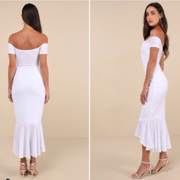 LULU's Bridal Shower Chic Modern Sexy Chic Minimalist Mermaid Trumpet Midi - Picture 4 of 5